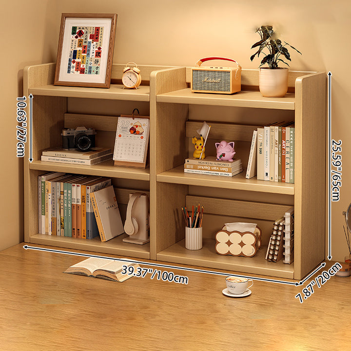 Contemporary Scandinavian Rectangular Veneered Plywood Desktop Storage Shelf 3-Tier For Study &amp; Bedroom