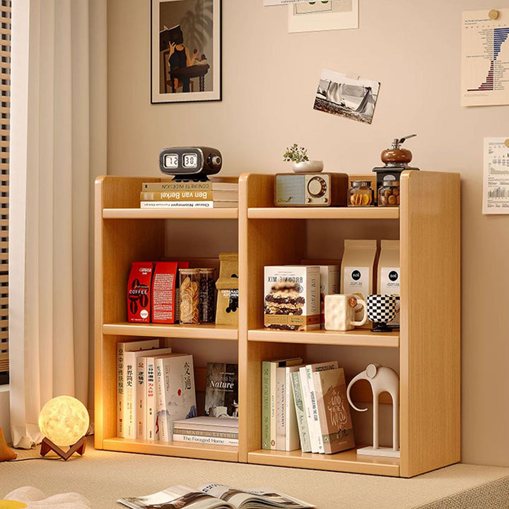Contemporary Scandinavian Rectangular Veneered Plywood Desktop Storage Shelf 3-Tier For Study &amp; Bedroom