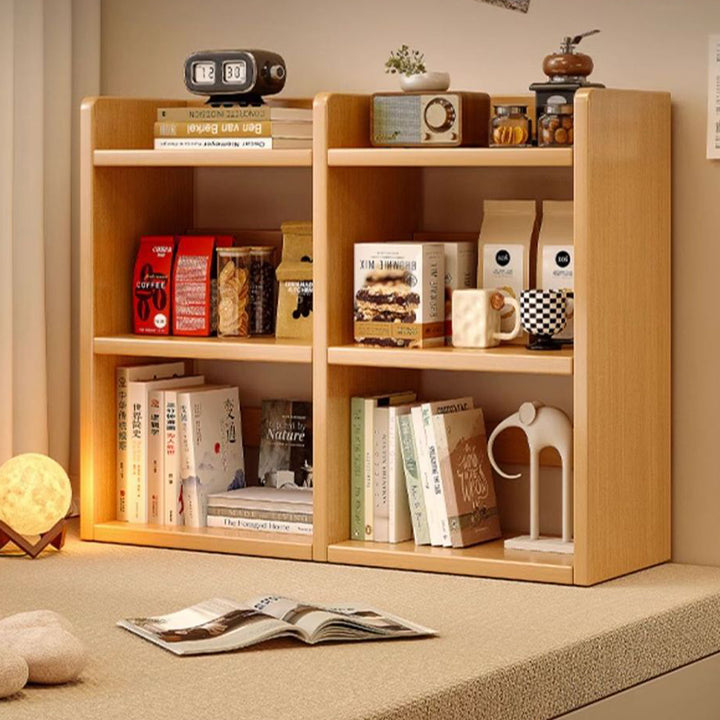 Contemporary Scandinavian Rectangular Veneered Plywood Desktop Storage Shelf 3-Tier For Study &amp; Bedroom