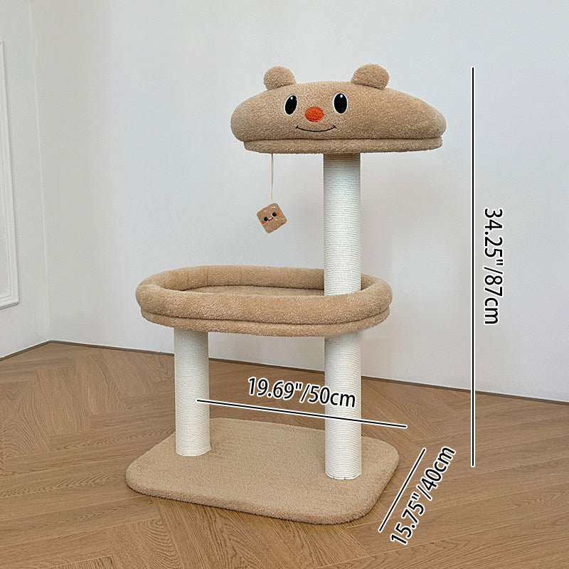 Arbre à chat contemporain créatif en panneaux de fibres de densité moyenne rectangulaires, tissu en velours, corde en papier, tube en papier, pour salon 
