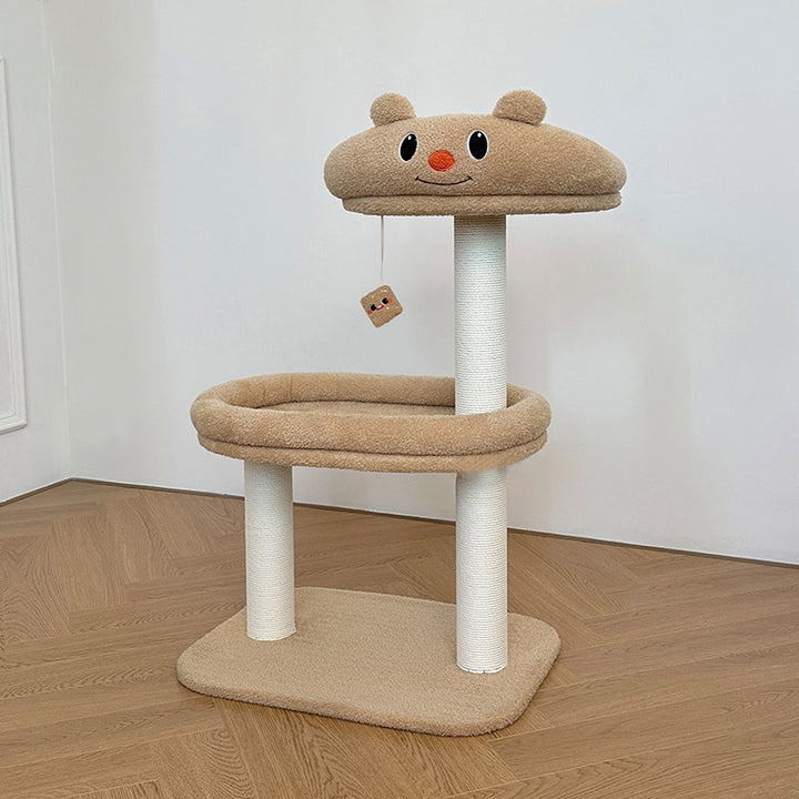 Arbre à chat contemporain créatif en panneaux de fibres de densité moyenne rectangulaires, tissu en velours, corde en papier, tube en papier, pour salon 