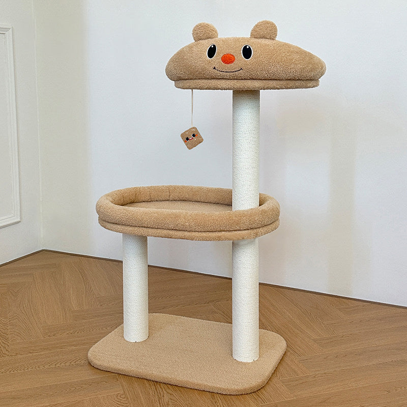 Arbre à chat contemporain créatif en panneaux de fibres de densité moyenne rectangulaires, tissu en velours, corde en papier, tube en papier, pour salon 