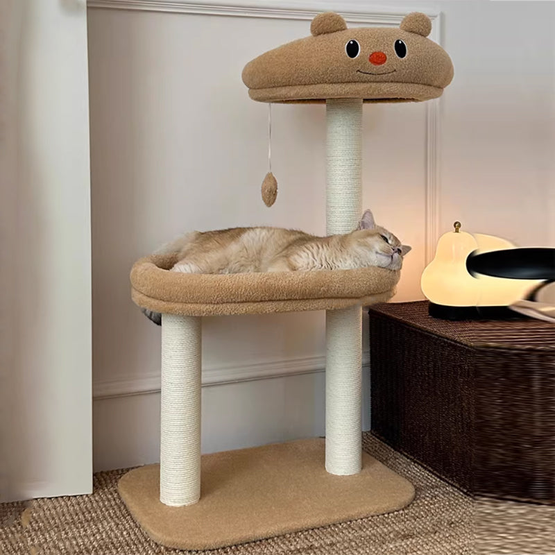 Arbre à chat contemporain créatif en panneaux de fibres de densité moyenne rectangulaires, tissu en velours, corde en papier, tube en papier, pour salon 