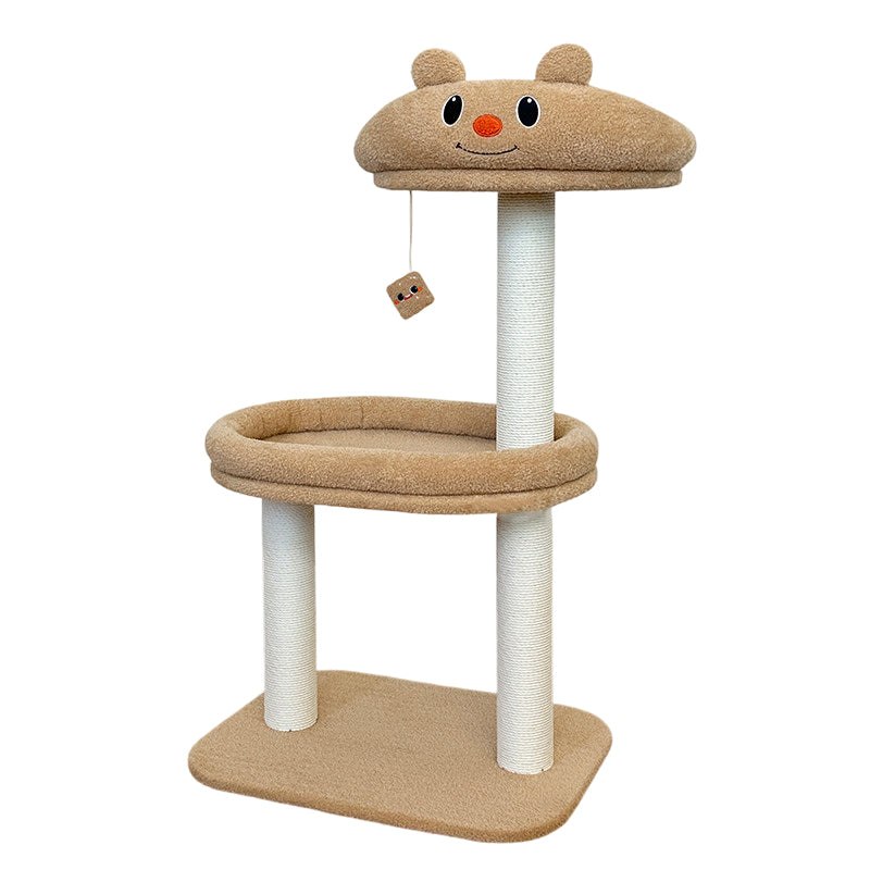 Arbre à chat contemporain créatif en panneaux de fibres de densité moyenne rectangulaires, tissu en velours, corde en papier, tube en papier, pour salon 