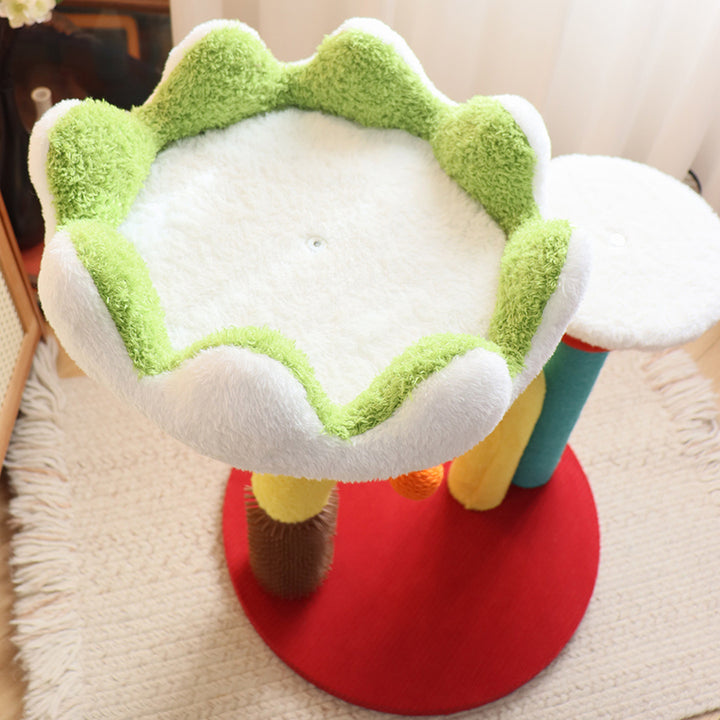 Arbre à chat contemporain créatif en panneau de fibres de densité moyenne, plastique, tissu velours, sisal, pour salon 