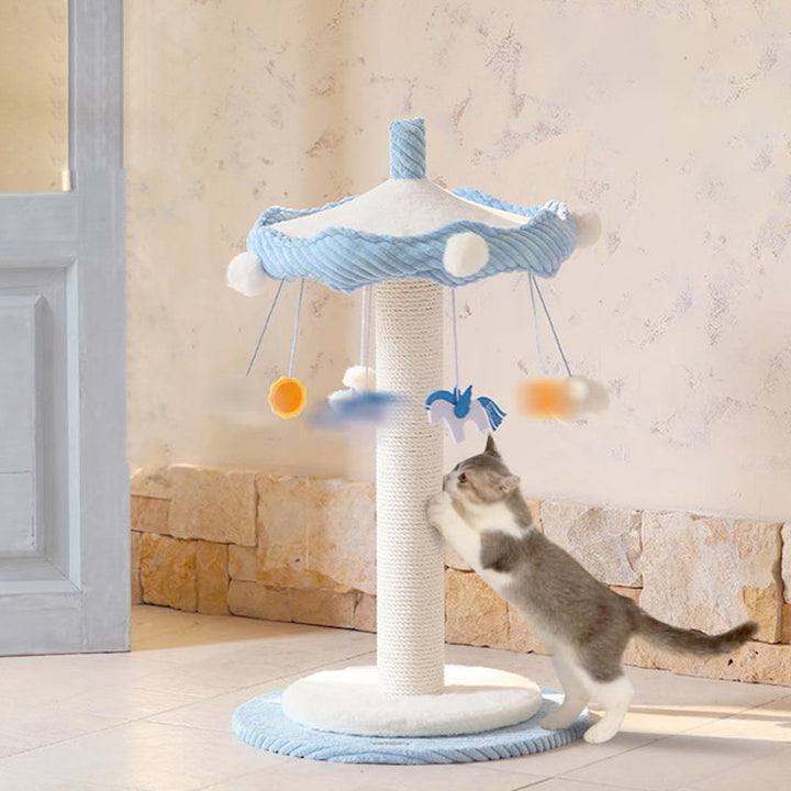 Arbre à chat contemporain créatif en panneau de fibres à densité moyenne, velours côtelé, papier kraft, corde, tube en papier, pour salon 