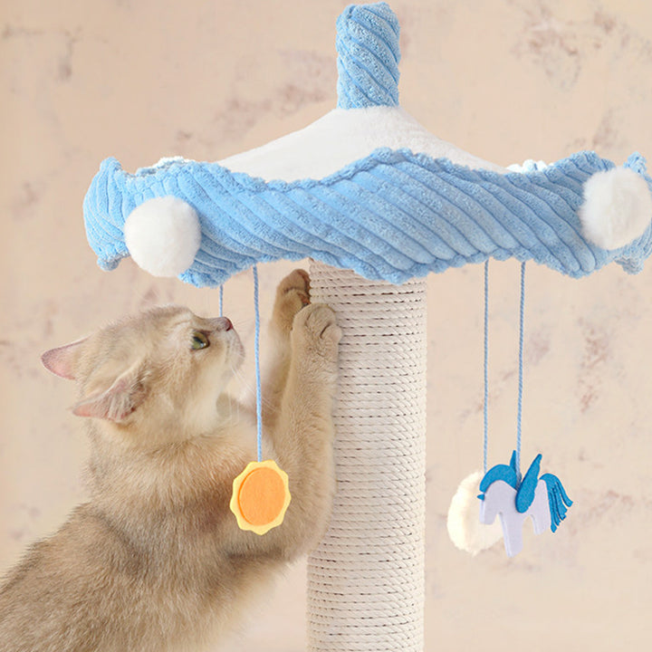 Arbre à chat contemporain créatif en panneau de fibres à densité moyenne, velours côtelé, papier kraft, corde, tube en papier, pour salon 