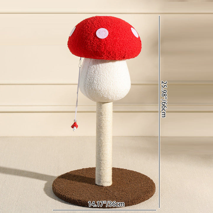Árbol para gatos en forma de hongo de fibra de densidad media redonda creativa contemporánea con tela de terciopelo y espuma de sisal para la sala de estar 