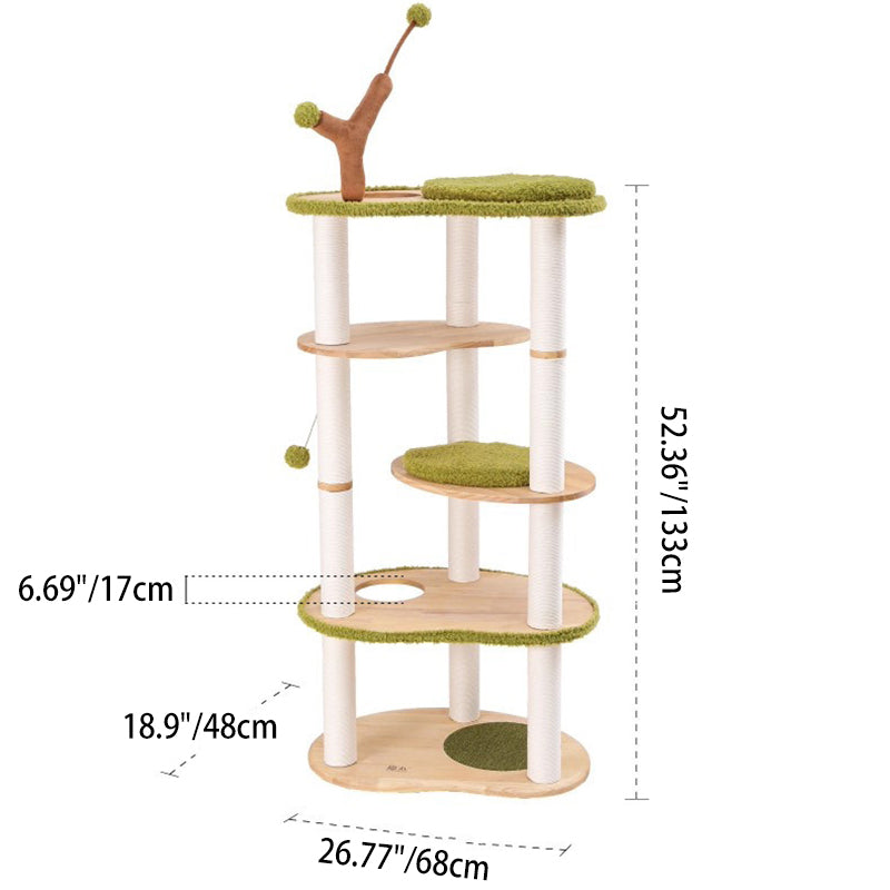 Arbre à chat contemporain créatif à 5 niveaux en bois d&