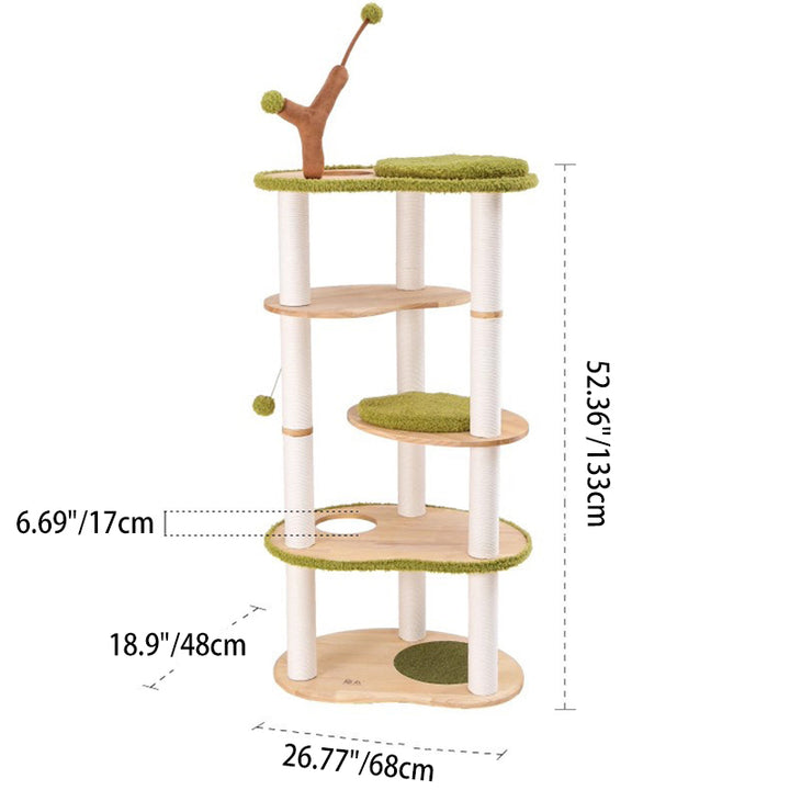 Arbre à chat contemporain créatif à 5 niveaux en bois d&