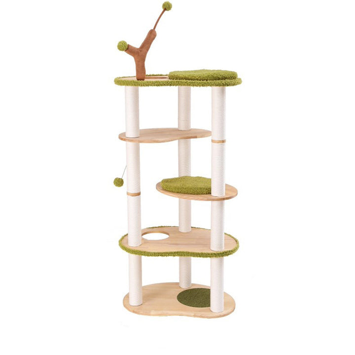 Arbre à chat contemporain créatif à 5 niveaux en bois d&