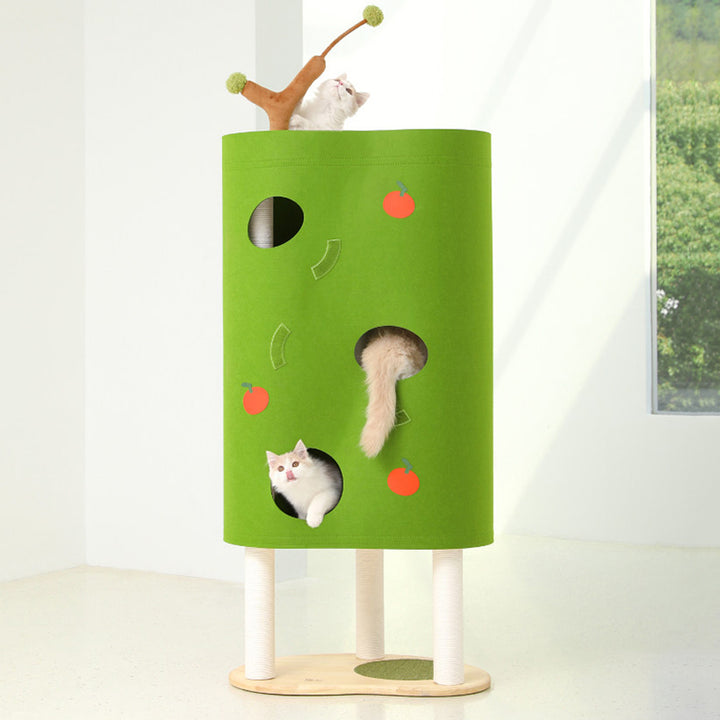Arbre à chat contemporain créatif à 5 niveaux en bois d&
