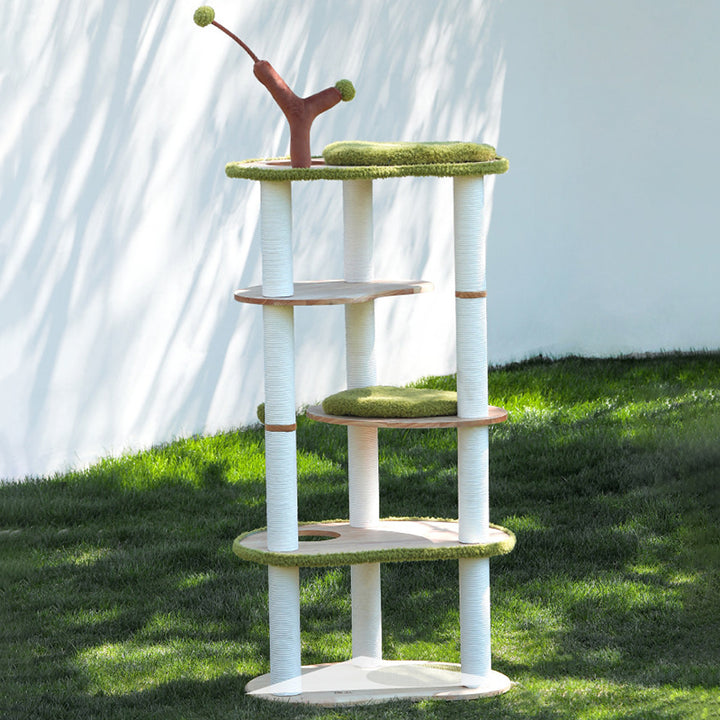 Arbre à chat contemporain créatif à 5 niveaux en bois d&
