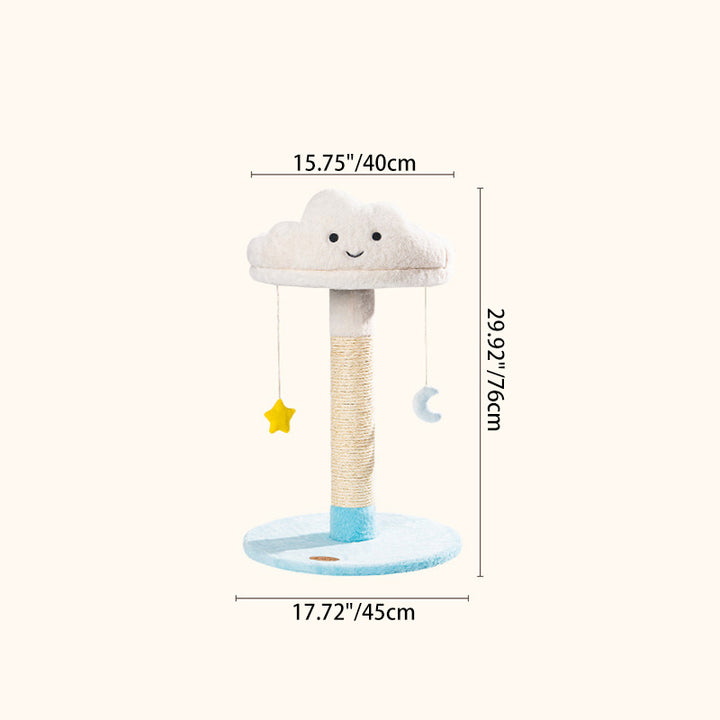 Árbol para gatos contemporáneo creativo redondo de aglomerado de partículas con tela de terciopelo y sisal nube de 2/3 niveles para sala de estar 