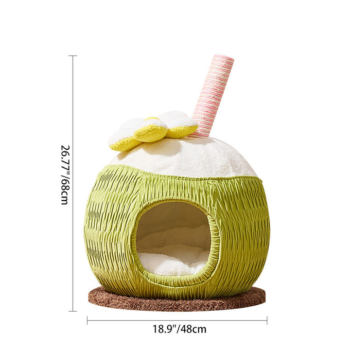 Árbol para gatos contemporáneo y creativo de 5 niveles hecho de tablero de partículas de madera de fruta natural, tela de terciopelo, sisal y coco para sala de estar 