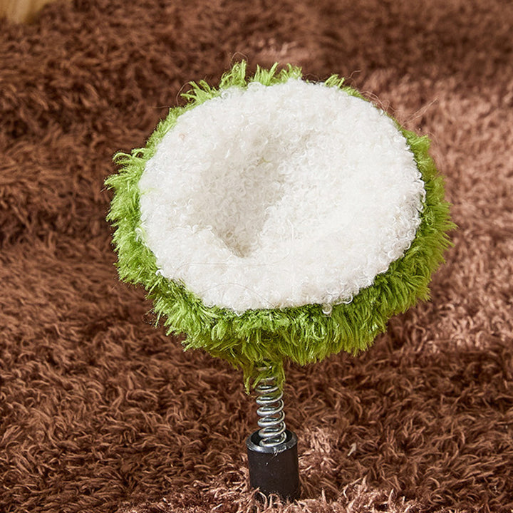 Árbol para gatos contemporáneo y creativo de 5 niveles hecho de tablero de partículas de madera de fruta natural, tela de terciopelo, sisal y coco para sala de estar 