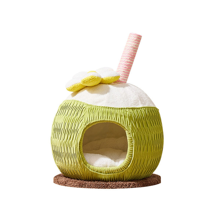 Árbol para gatos contemporáneo y creativo de 5 niveles hecho de tablero de partículas de madera de fruta natural, tela de terciopelo, sisal y coco para sala de estar 