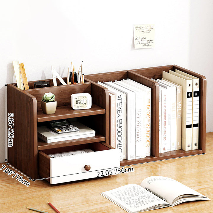 Contemporary Scandinavian Rectangular Medium-Density Fiberboard Desktop Storage Shelf 1-Drawer For Study &amp; Bedroom