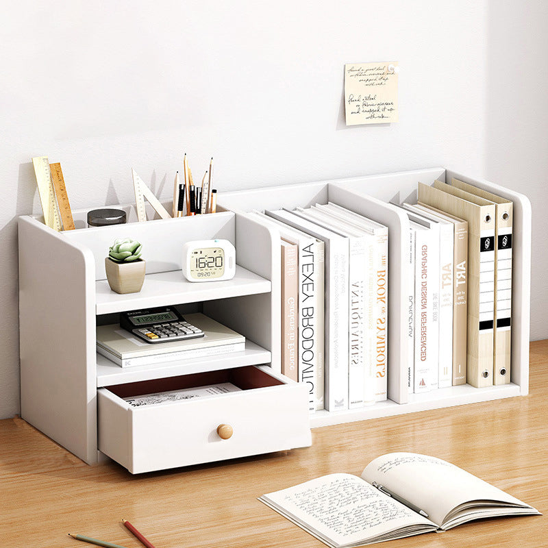 Contemporary Scandinavian Rectangular Medium-Density Fiberboard Desktop Storage Shelf 1-Drawer For Study &amp; Bedroom