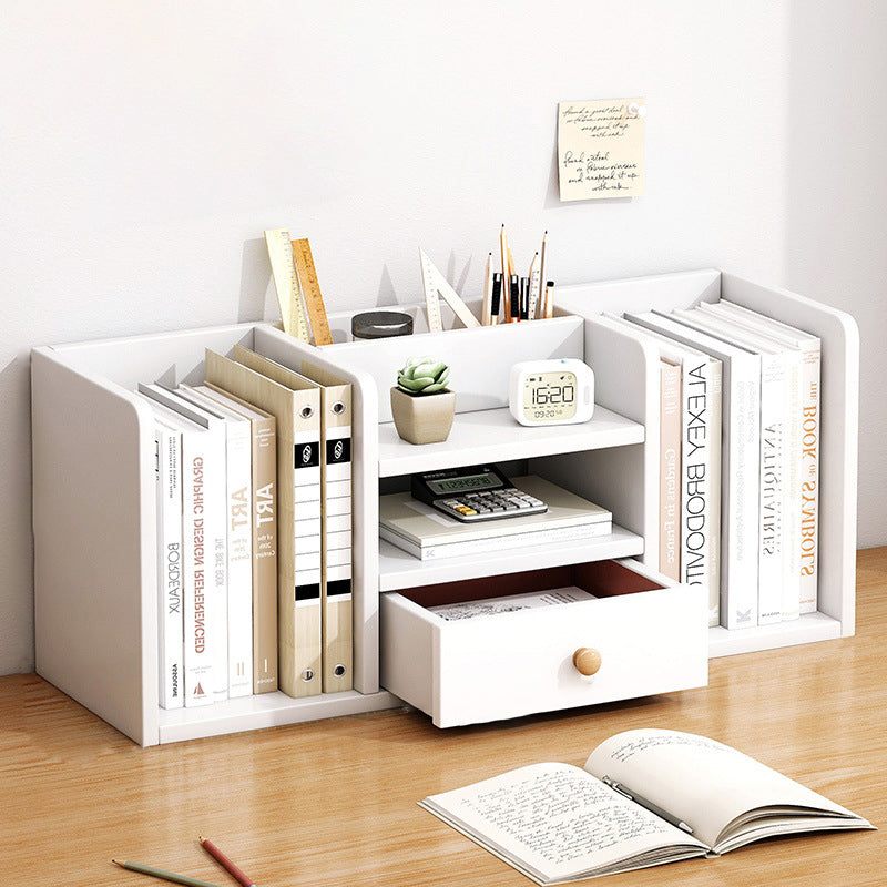 Contemporary Scandinavian Rectangular Medium-Density Fiberboard Desktop Storage Shelf 1-Drawer For Study &amp; Bedroom