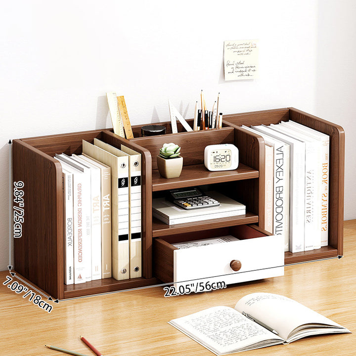 Contemporary Scandinavian Rectangular Medium-Density Fiberboard Desktop Storage Shelf 1-Drawer For Study &amp; Bedroom