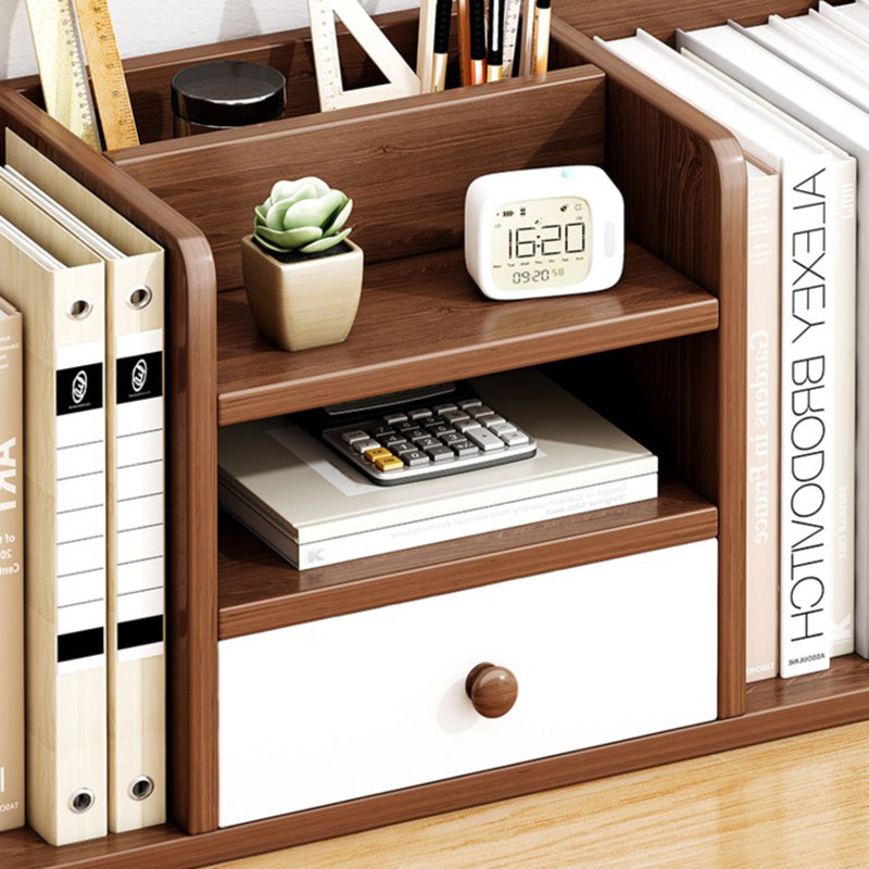 Contemporary Scandinavian Rectangular Medium-Density Fiberboard Desktop Storage Shelf 1-Drawer For Study &amp; Bedroom