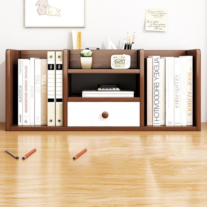 Contemporary Scandinavian Rectangular Medium-Density Fiberboard Desktop Storage Shelf 1-Drawer For Study &amp; Bedroom