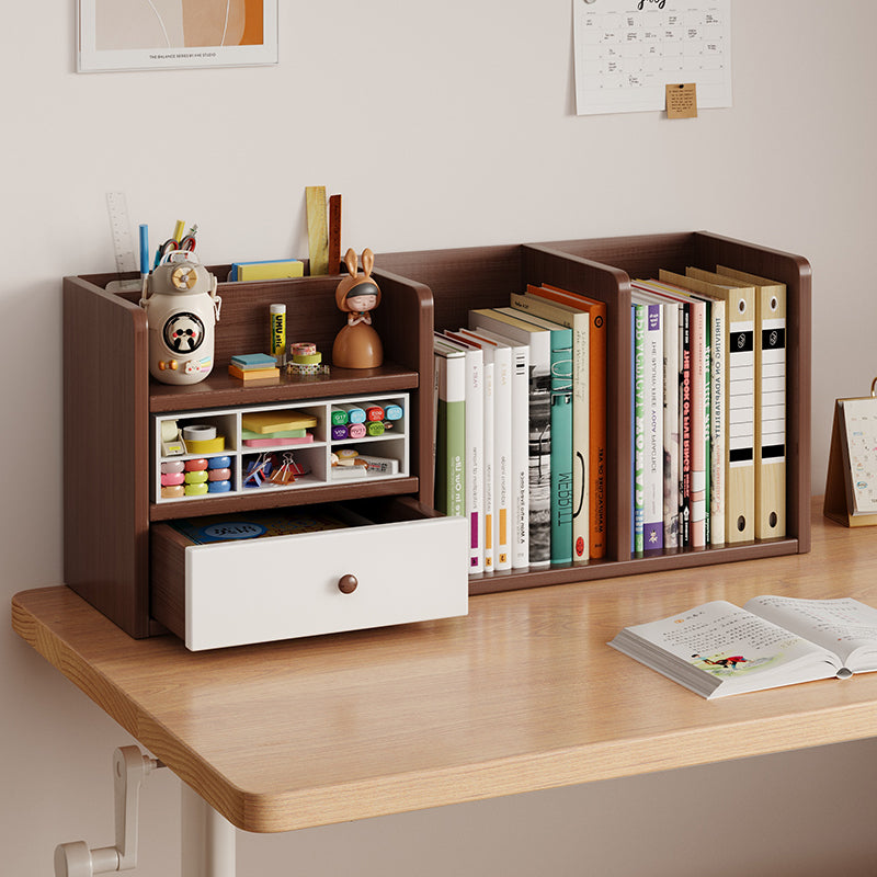 Contemporary Scandinavian Rectangular Medium-Density Fiberboard Desktop Storage Shelf 1-Drawer For Study &amp; Bedroom