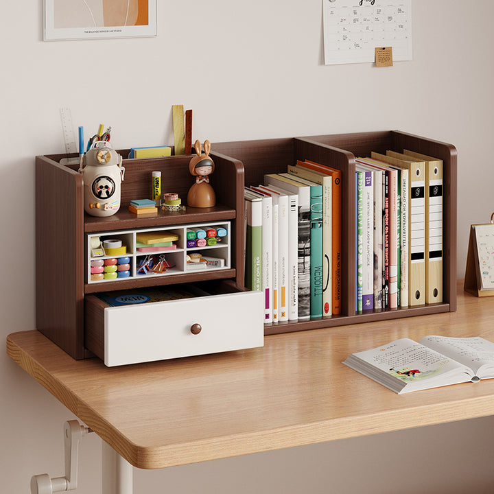 Contemporary Scandinavian Rectangular Medium-Density Fiberboard Desktop Storage Shelf 1-Drawer For Study &amp; Bedroom