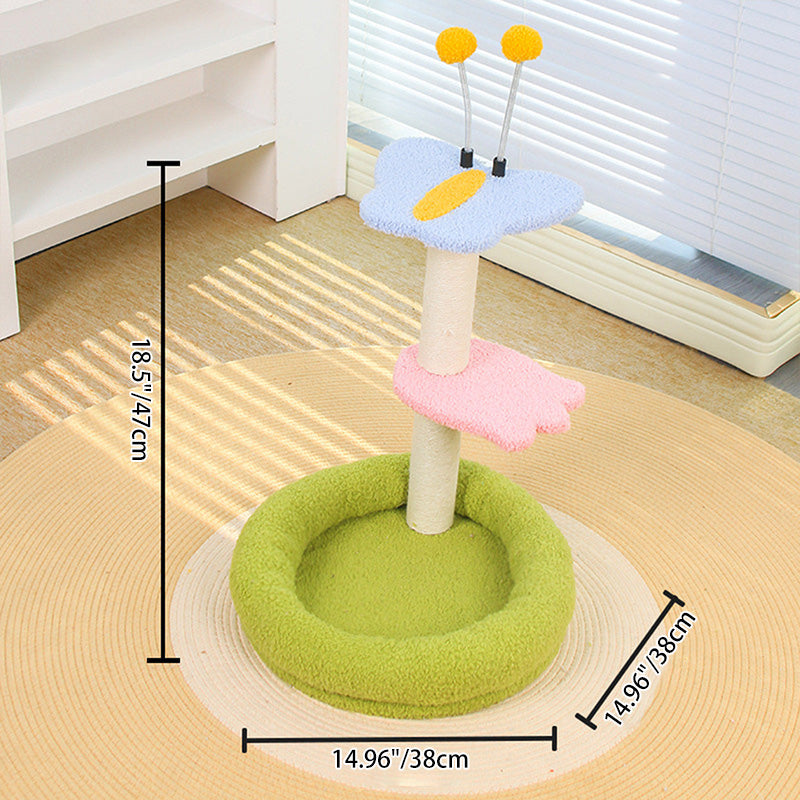 Árbol para gatos contemporáneo creativo redondo de fibra de densidad media con tela de terciopelo y sisal, 2/3 niveles para sala de estar 