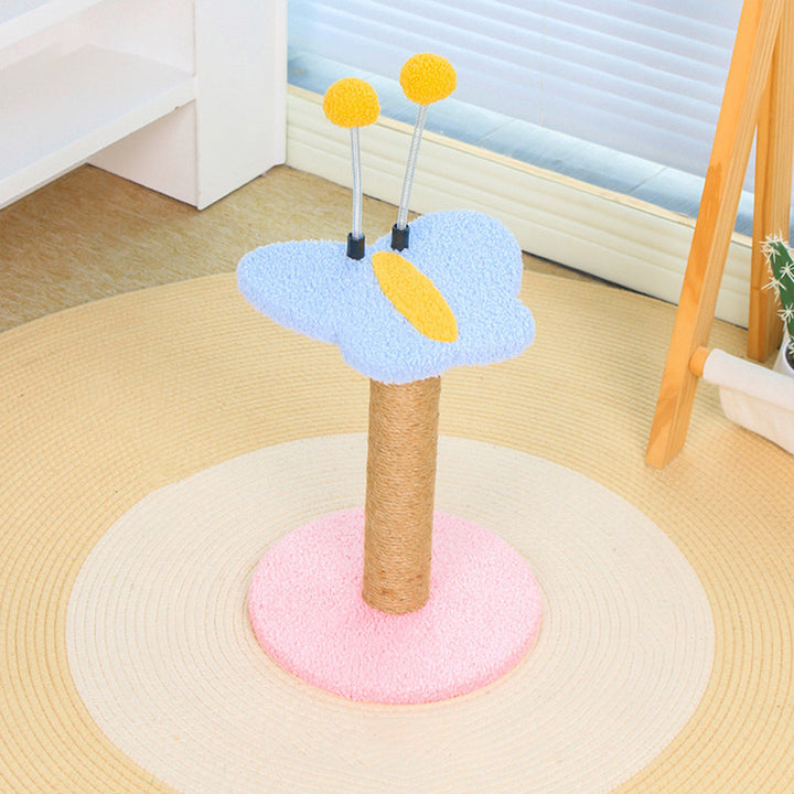 Árbol para gatos contemporáneo creativo redondo de fibra de densidad media con tela de terciopelo y sisal, 2/3 niveles para sala de estar 