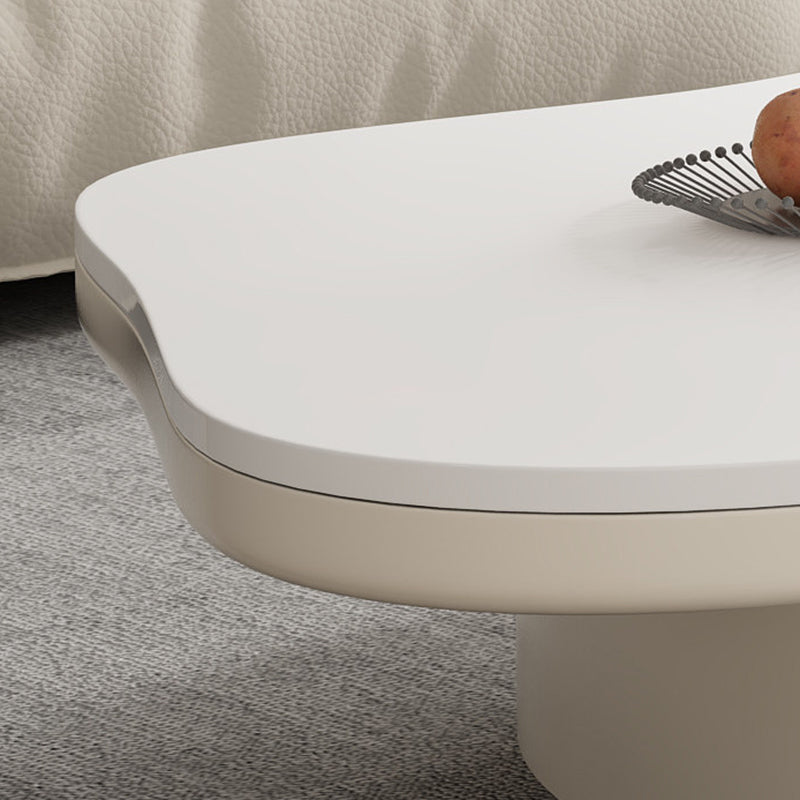 Table basse contemporaine scandinave ronde en dalle de pierre à plusieurs couches, panneau en bois massif, tiroirs en bois de pin, à 2 tiroirs pour salon 
