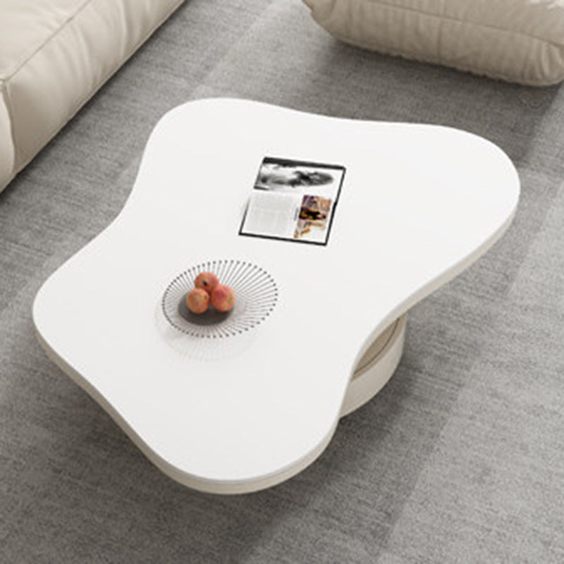 Table basse contemporaine scandinave ronde en dalle de pierre à plusieurs couches, panneau en bois massif, tiroirs en bois de pin, à 2 tiroirs pour salon 