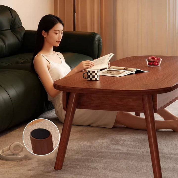 Zeitgenössischer skandinavischer rechteckiger mehrschichtiger Massivholzplatten-Sperrholz-Schubladen-Buche-Beine-Couchtisch mit 2 Schubladen für das Wohnzimmer 