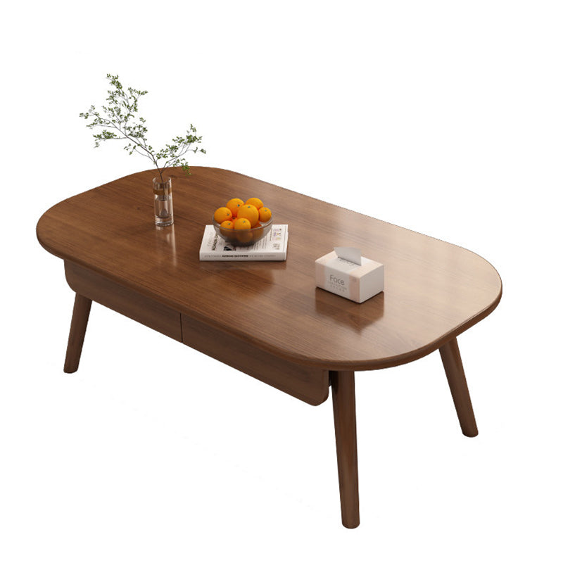 Zeitgenössischer skandinavischer rechteckiger mehrschichtiger Massivholzplatten-Sperrholz-Schubladen-Buche-Beine-Couchtisch mit 2 Schubladen für das Wohnzimmer 