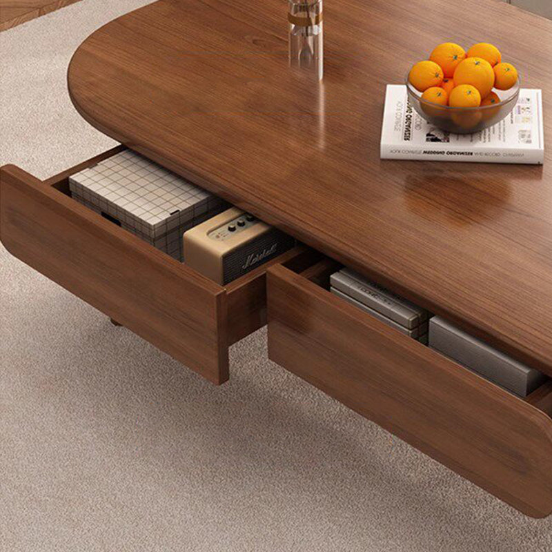 Zeitgenössischer skandinavischer rechteckiger mehrschichtiger Massivholzplatten-Sperrholz-Schubladen-Buche-Beine-Couchtisch mit 2 Schubladen für das Wohnzimmer 