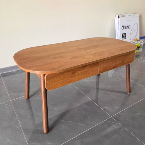 Zeitgenössischer skandinavischer rechteckiger mehrschichtiger Massivholzplatten-Sperrholz-Schubladen-Buche-Beine-Couchtisch mit 2 Schubladen für das Wohnzimmer 