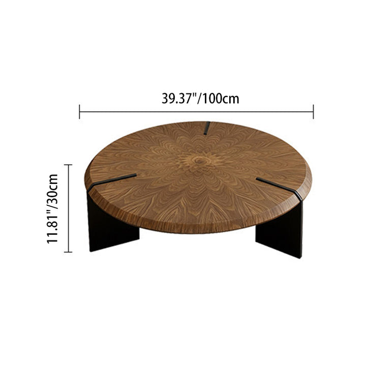 Table basse traditionnelle vintage ronde à plusieurs couches en panneau de bois massif, verre trempé, acrylique et acier inoxydable pour salon 