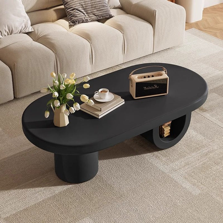 Zeitgenössischer skandinavischer ovaler E1-Grad umweltfreundlicher Hochdichte-Faserplatten-Couchtisch für das Wohnzimmer 