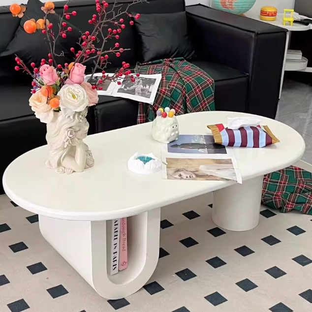Contemporary Scandinavian Oval E1-Grade Eco-Friendly High-Density Fiberboard Coffee Table For Living Room