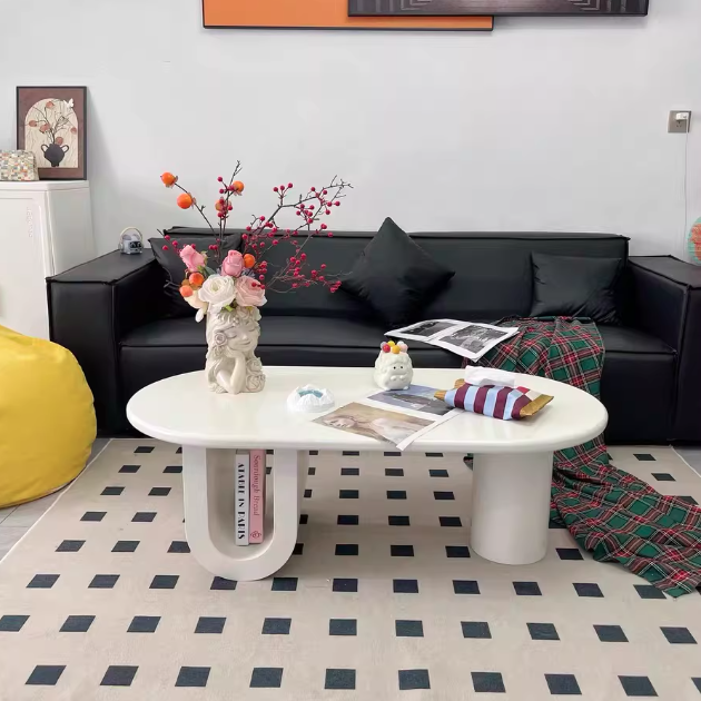Contemporary Scandinavian Oval E1-Grade Eco-Friendly High-Density Fiberboard Coffee Table For Living Room