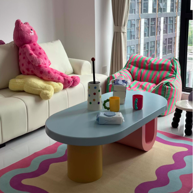 Contemporary Scandinavian Oval E1-Grade Eco-Friendly High-Density Fiberboard Coffee Table For Living Room
