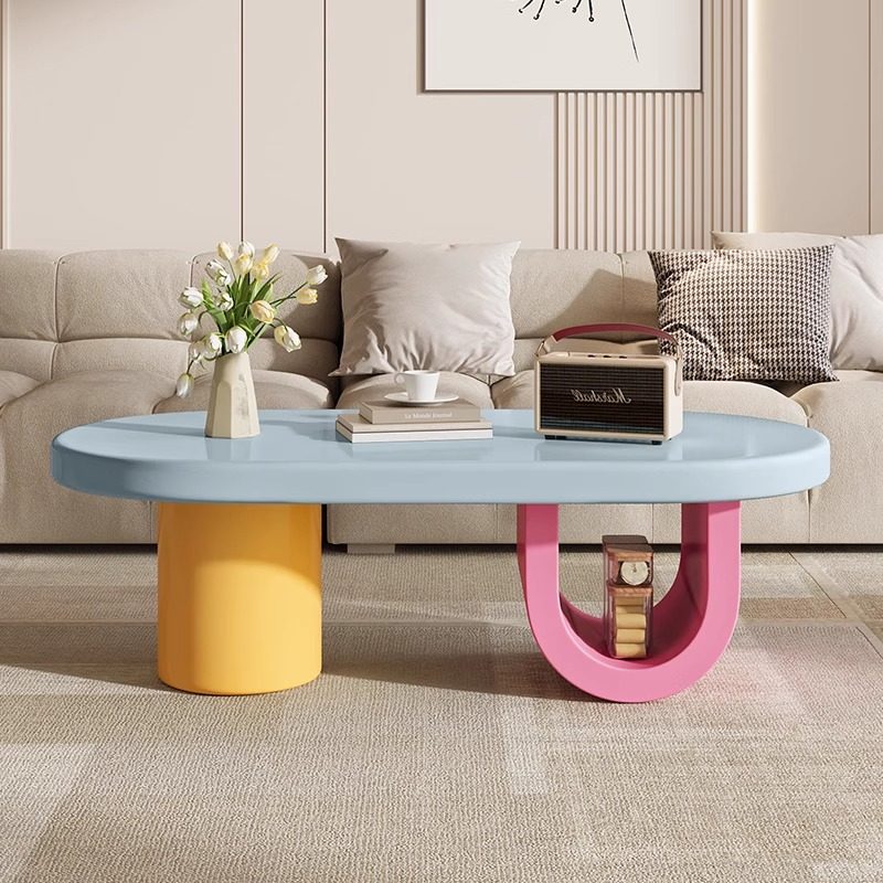 Contemporary Scandinavian Oval E1-Grade Eco-Friendly High-Density Fiberboard Coffee Table For Living Room