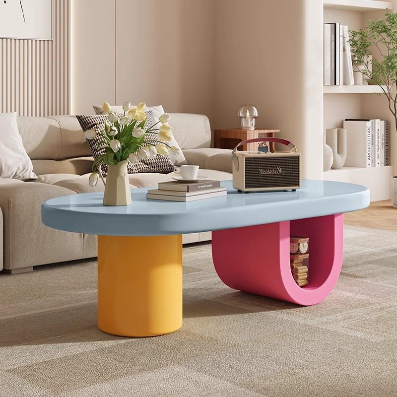 Contemporary Scandinavian Oval E1-Grade Eco-Friendly High-Density Fiberboard Coffee Table For Living Room
