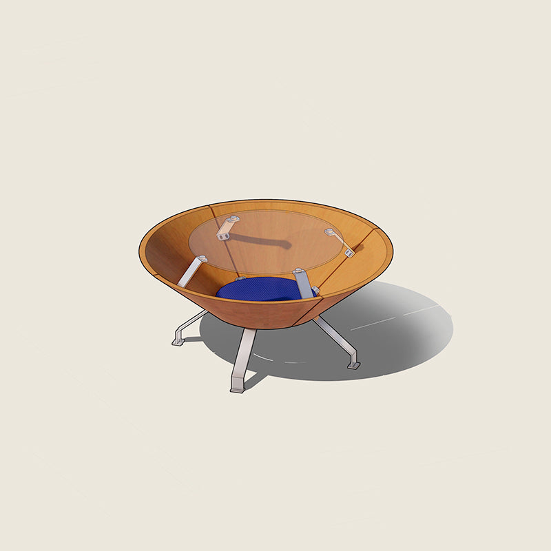 Mesa de café de almacenamiento contemporánea creativa redonda de paneles de madera maciza de varias capas de acero inoxidable y vidrio templado para sala de estar 