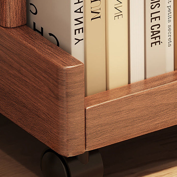 Traditional Vintage Rectangular Rubberwood Solid Wood Movable Bookshelf 2/3/4-Tier For Living Room