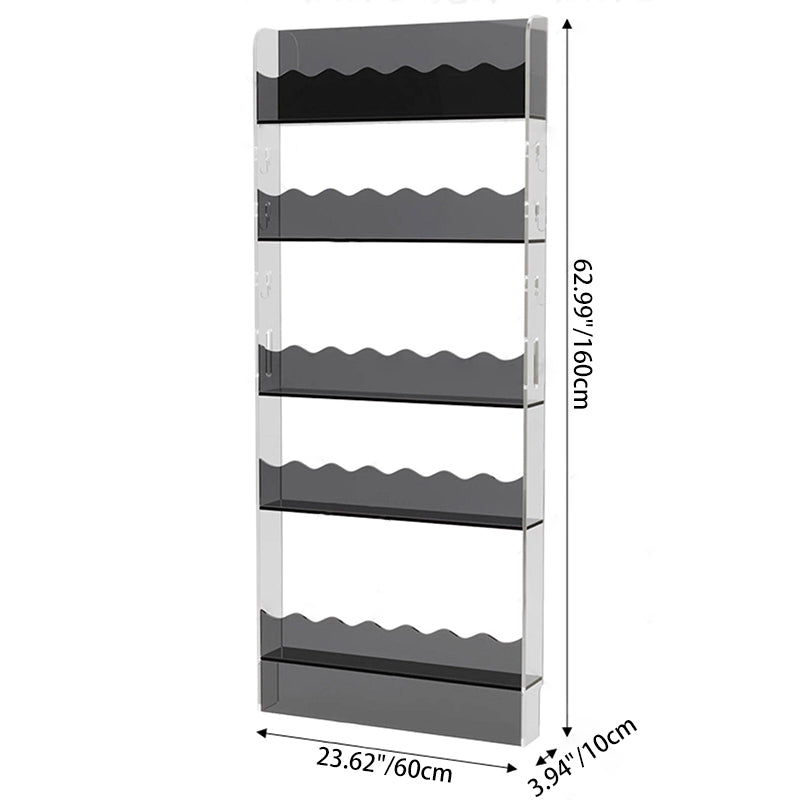 Étagère de rangement rectangulaire contemporaine scandinave en acrylique ultra-fine à 5 niveaux pour salon 
