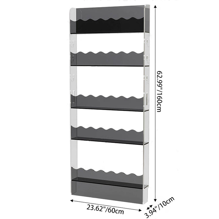 Étagère de rangement rectangulaire contemporaine scandinave en acrylique ultra-fine à 5 niveaux pour salon 