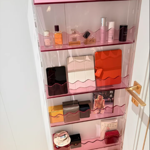 Étagère de rangement rectangulaire contemporaine scandinave en acrylique ultra-fine à 5 niveaux pour salon 