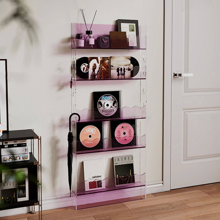Étagère de rangement rectangulaire contemporaine scandinave en acrylique ultra-fine à 5 niveaux pour salon 